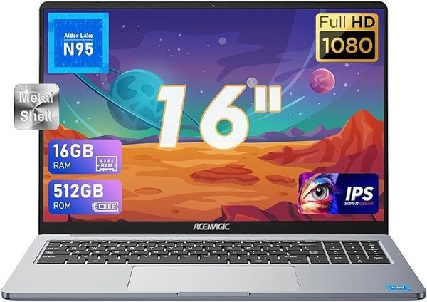 ACEMAGIC 16 FHD 16GB DDR4 512GB SSD Laptop Intel N95 5G24G WiFi - image 1