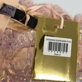 Agent Provocateur Darianna SOIREE Pink Sequin Suspender AP3 Medium NWT $790