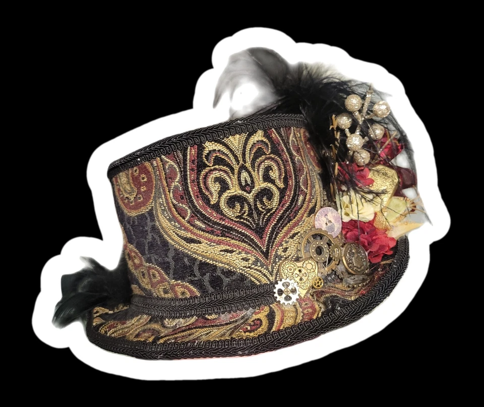 HECHO A MANO Sombrero Steampunk para Mujer (Plumas, Encaje) Disfraz, Juegos con disfraces Foto 2 de 4