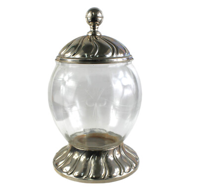 Altes Antikes Bowle Gefäß Glas Bowlegefäß geschliffen Metall Vintage Shabby