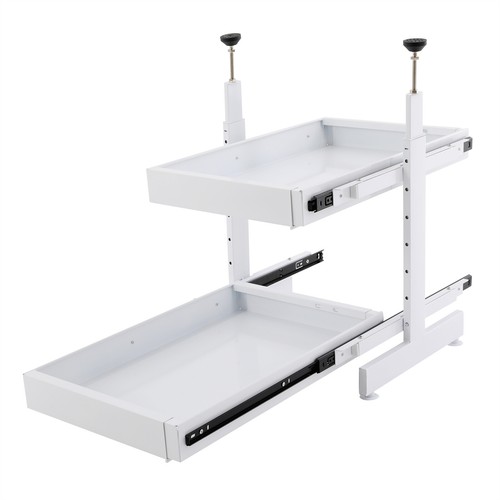 Gabinete extraíble expandible de 2 niveles organizador deslizable cajones para gabinete blanco - Imagen 8 de 15