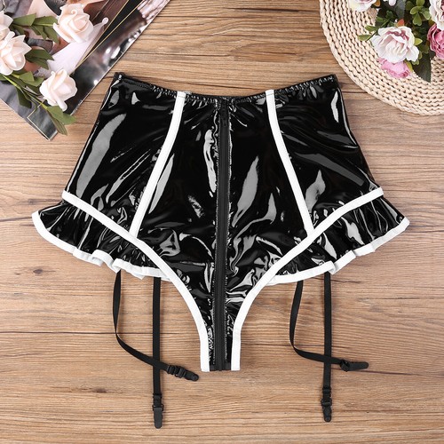 Womens Lingerie Wetlook Patent Leather Crotchless Briefs Panties Nightclub - Picture 10 of 44