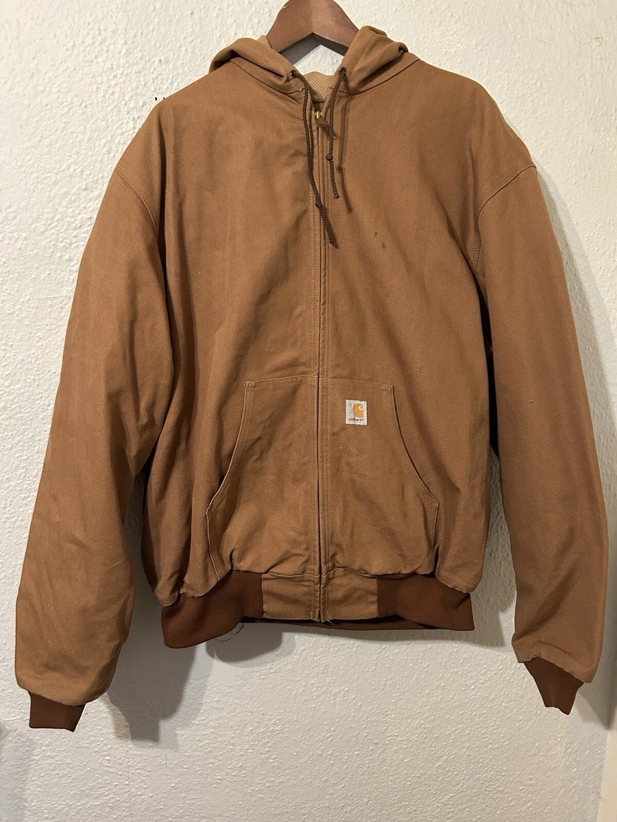 Vtg Carhartt Mens Sz 2XLT Jacket Hooded Waffle Lined Canvas