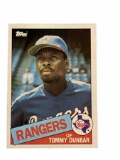 Excellent: Vintage 1985 topps Tommy Dunbar Texas Rangers Trading Card