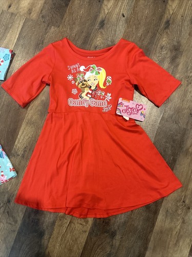 NWT Girls JOJO SIWA Sweet As A Candy Cane + Puppy 2 Dresses size 4/5 Super Soft - Picture 2 of 6