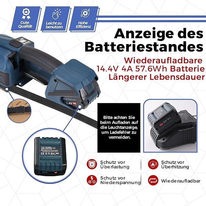 Umreifungsmaschine Akku Umreifungsgerät Handheld Bandspanner für 13-16mm PETPP