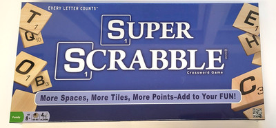 NEW Super Scrabble 2014 Board Game Hasbro 200 Wood Letter Tiles 441 Spaces