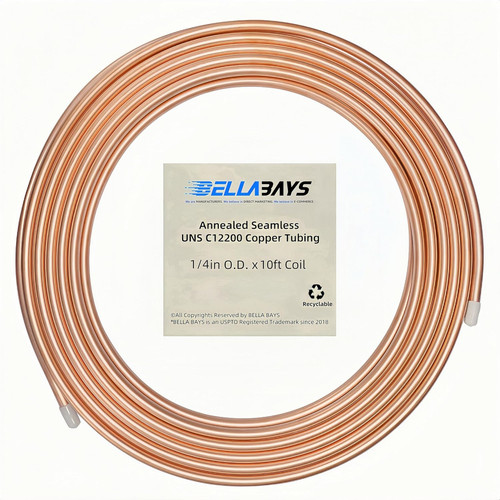 Copper Tubing 1/4 Inch OD Seamless 10 ft Coil for HVAC Refrigeration Industry