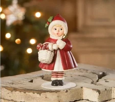 5.5" Bethany Lowe Singing Caroling Girl Lucy Figure Retro Vntg Christmas Decor