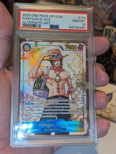 PSA 10 One Piece OP13-119 Portgas D. Ace SEC Alt Art Parallel Gem Mint
