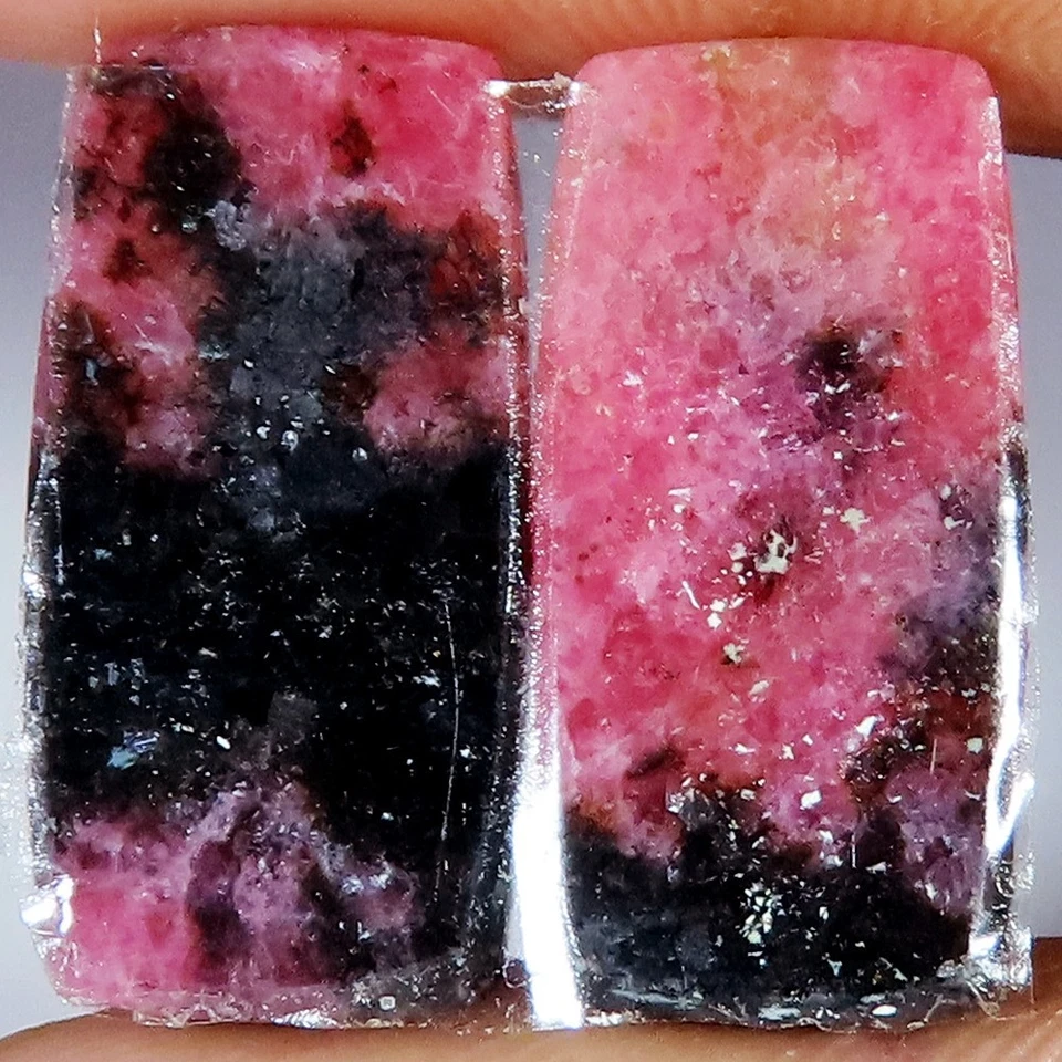 34.30 Cts Natural RHODONITE Pair Cushion Cabochon 12x25x3 mm Gemstone IR_522 - Image 3 of 3