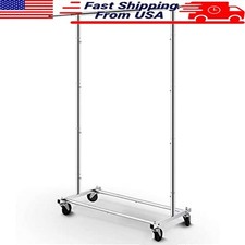 Extensible Rod Clothing Garment Rack Durable Metal 30.5"-47.5"L x 15"W x 65"H US
