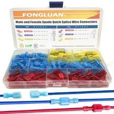 120pcs Male and Female Spade Connectors 24-10 Gauge Nylon Fully Insulated Wire