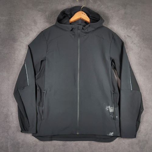 Lululemon Fast and Free Jacket Mens Large Black Hooded Reflective LM4AHDS