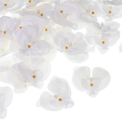 2.8'' Artificial Orchid Flower Heads, 80pcs for Floral Decoration, Pure White