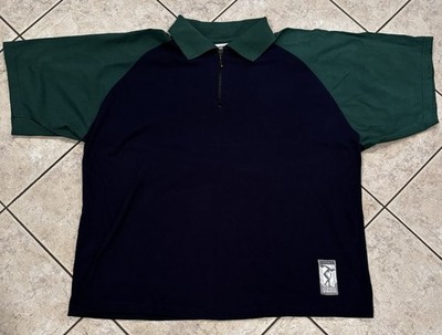 Vintage Discus Athletic 1/4 Zip Polo Shirt Raglan Sleeves Men XL Blue Streetwear