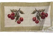 Completed Ivory Cherry Needlepoint Canvas 11" X 5"