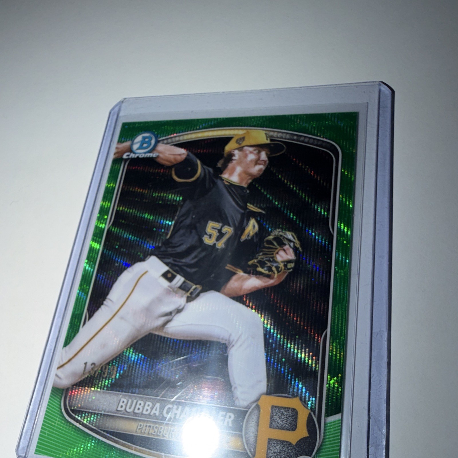 Topps Bowman Chrome 2025 Bubba Chandler RC #BCP-171 Green Wave Refractor /99 view 10