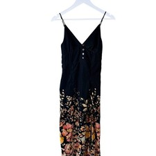 Urban Outfitters Women's Black velvet floral midi dress Sz S