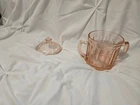 VTG JEANNETTE Pink Sierra Pinwheel DEPRESSION GLASS SUGAR BOWL WITH LID 5”