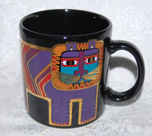 Laurel Burch Multicolored Cat in Purple and Teal Coffee Mug