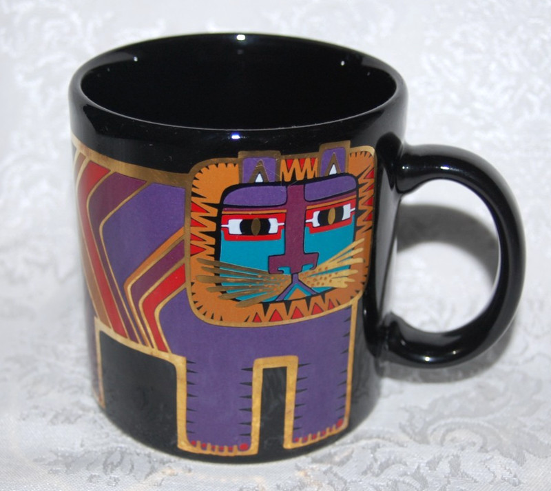 Laurel Burch Multicolored Cat in Purple and Teal Coffee Mug
