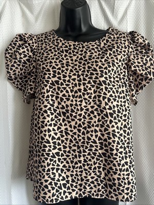 Shein Pink Heart Print Short Sleeve Top Size Médium Women's Casual