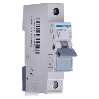 Hager Leitungsschutzschalter MBN116 LS Schalter 16A B16 6kA 1-polig 1 Modul