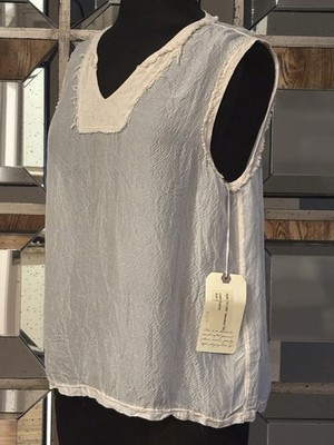 Raquel Allegra Ivory Silk Handmade Sleeveless Blouse SZ 1 ,S New W/Tags Ret $307