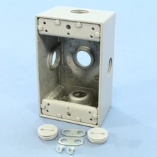 P&S Gray Die-Cast Aluminum Weatherproof 1-Gang Outlet Box 5-Hole 1/2" WPB26
