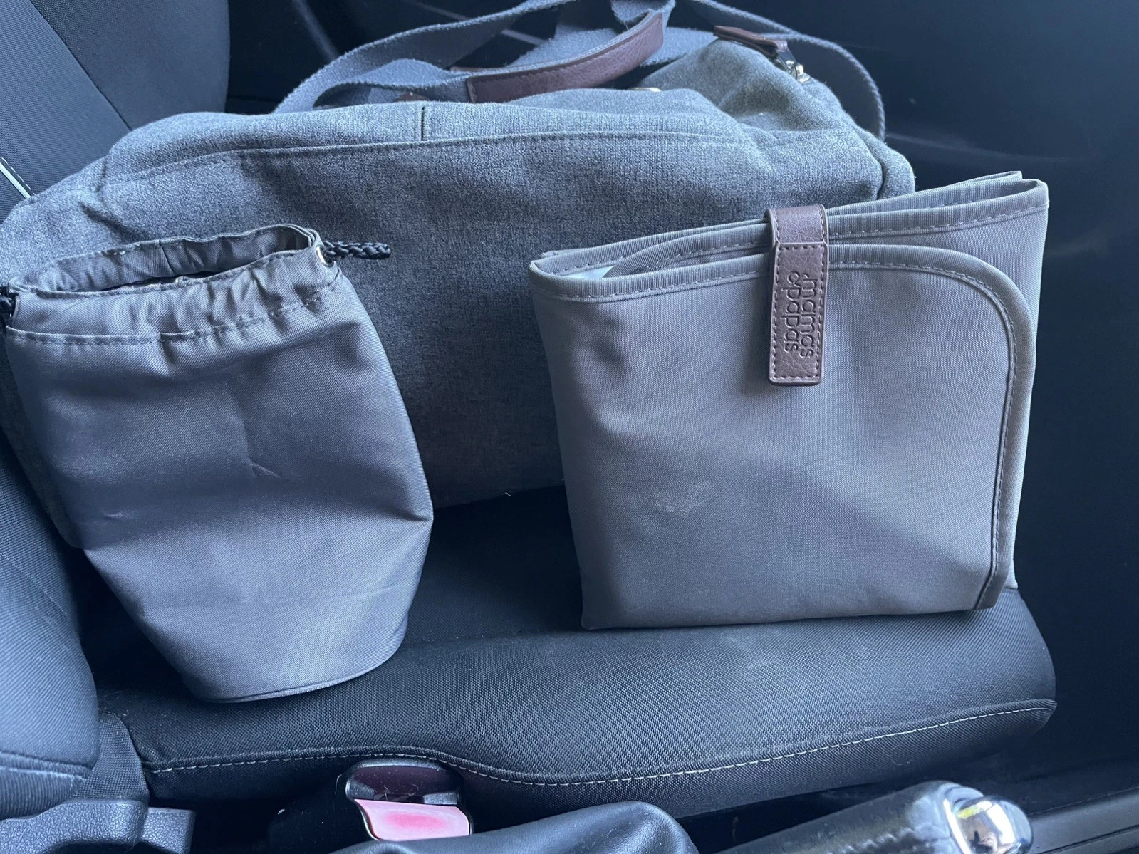 Mamas And Papas Ocarro Grey Changing Bag With Changing Mat and Bottle Bag