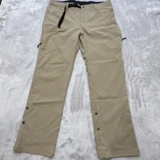 Slumberjack Utility Tech Pants Men 36 Beige Straight Snap Rollup Nylon Hiking