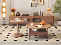 Modernes 2X Couchtisch Set Beige Holz Designer Wohnzimmertische