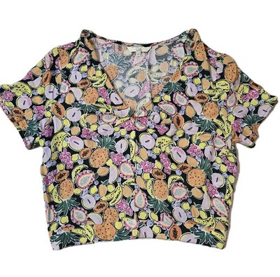Clockhouse Women Crop Top Size 42 Fruit Patterned Fruitcore Aesthetic Farmcore