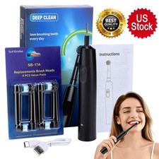 Electric Toothbrush Rechargeable Toothbrush for Adults 5 Modes Rotary 4 Heads US