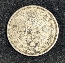 1956 Great Britain Six (6) Pence Circulated KM# 903