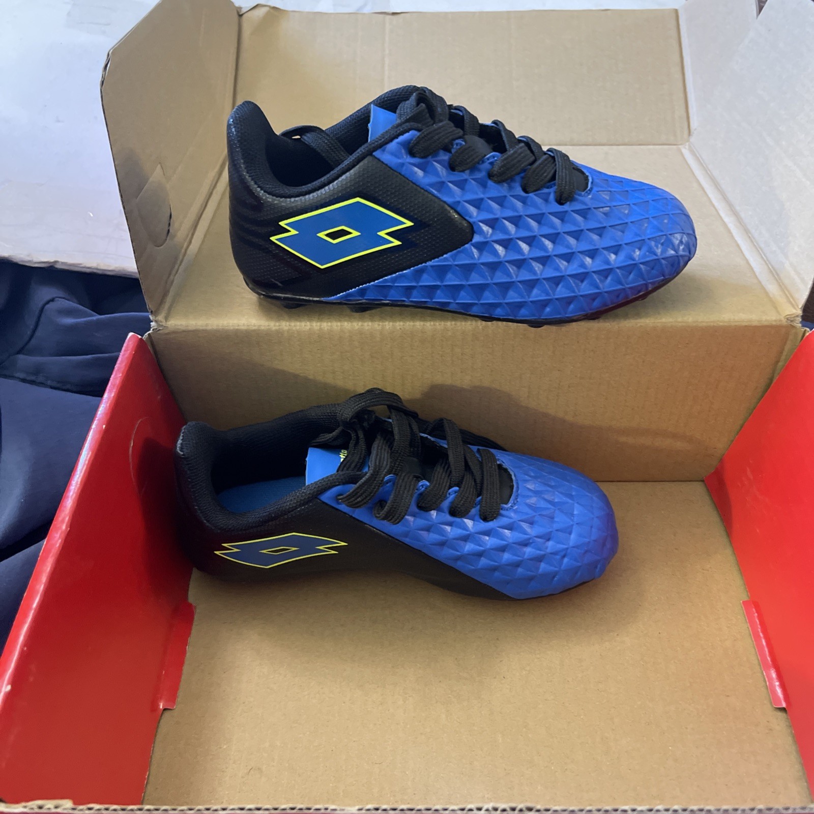 Lotto Tacchetti Calcio Giovanili Forza Elite II Blu Nero Taglia 11 Ragazzo Nuovi Con Scatola