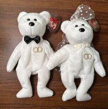 TY Beanie Babies - Set of 2 Wedding Bears HIS HERS - 8.5"