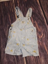 OshKosh B'gosh Floral Cotton Overall Shortalls One-Piece 4T Blue Pockets