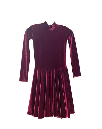 Ballroom Latin Dance Competition dress girls 12 Burgundy velvet
