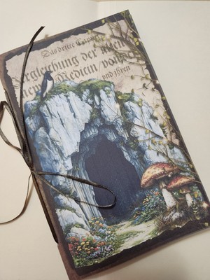 Junk Journal Booklet ''ENCHANTED FOREST'' HANDMADE Cards, Pockets, Ephemera 