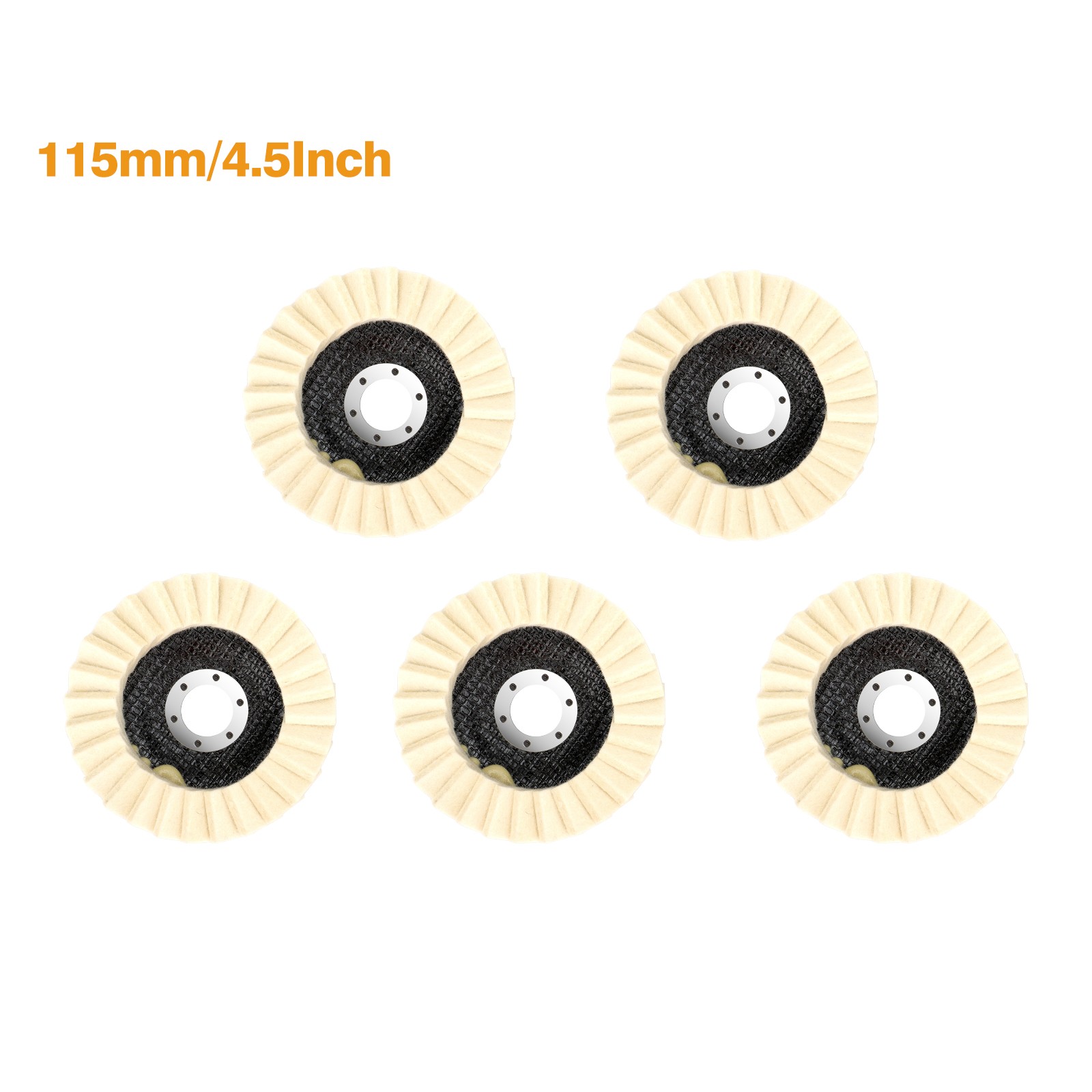 5pcs 4.5/5" Wool Polishing Wheels Buffer Pads Flap Felt Poli