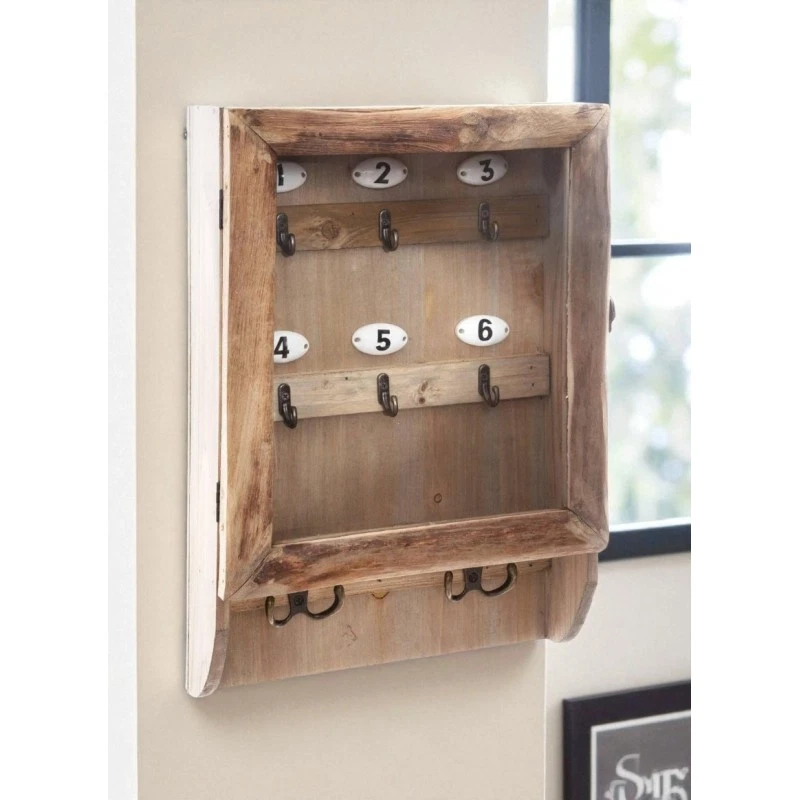 Boîte à clés - Bois - Effet vintage - 26x38cm - A suspendre - Décoration - Atmos - Photo 2/4
