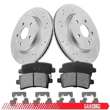 Rear Drilled Rotor and Brake Pads for Chevy Impala Buick LaCrosse Cadillac XTS