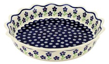 Polish Pottery Quiche / Scalloped Pie Dish 9" Diameter by Zaklady Boleslawiec