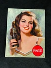 Vintage Style Coca-Cola Metal Sign Girl w/ Bottle | Classic Coke Wall Décor
