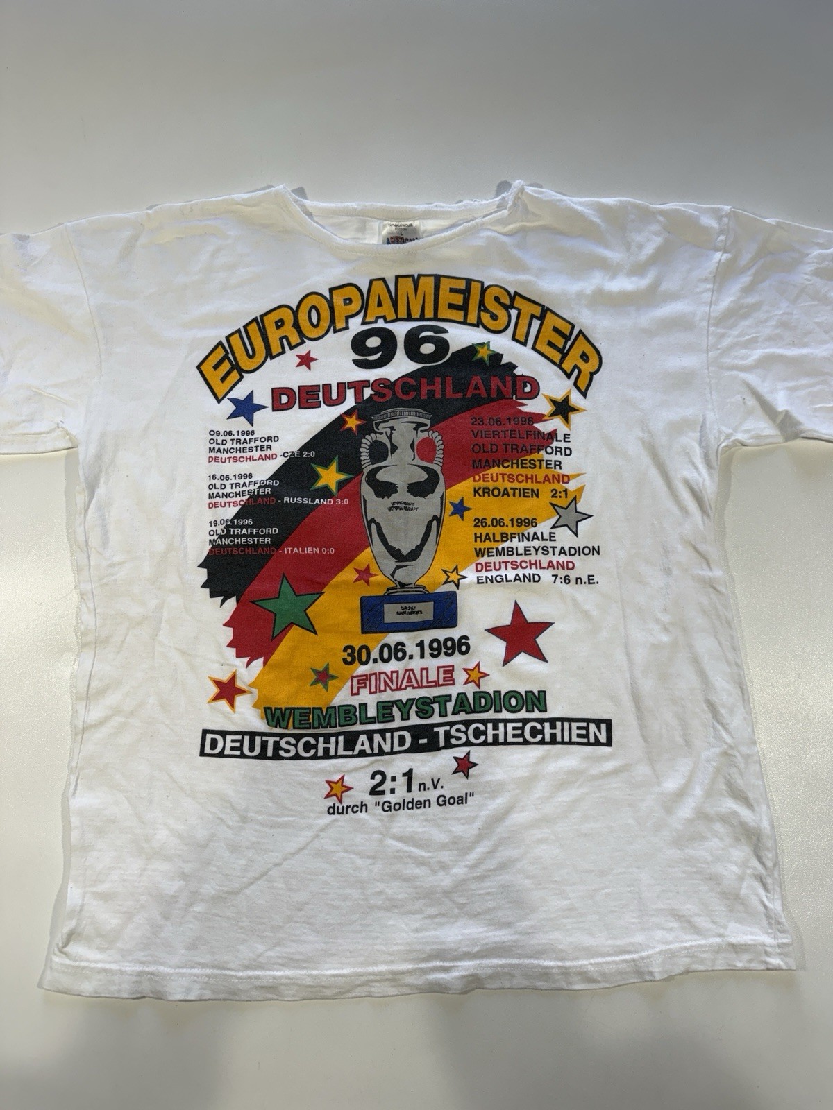 Vintage 90s 1996 Germany Euros Champions Soccer National Team T-Shirt Sz Large