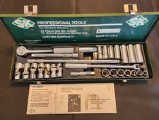 Rare S.K. Tools U.S.A. 3/8" Square Drive 27-Piece Inch Socket Wrench Set 94527