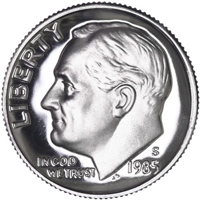 1985 S Roosevelt Dime Gem DCam Proof CN-Clad
