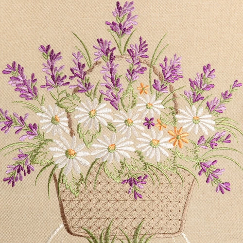 Romantic Lila Lavender Embroidery Table Runner Tablecloths Cushion Kitchen Beige